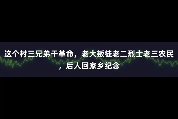 这个村三兄弟干革命，老大叛徒老二烈士老三农民，后人回家乡纪念